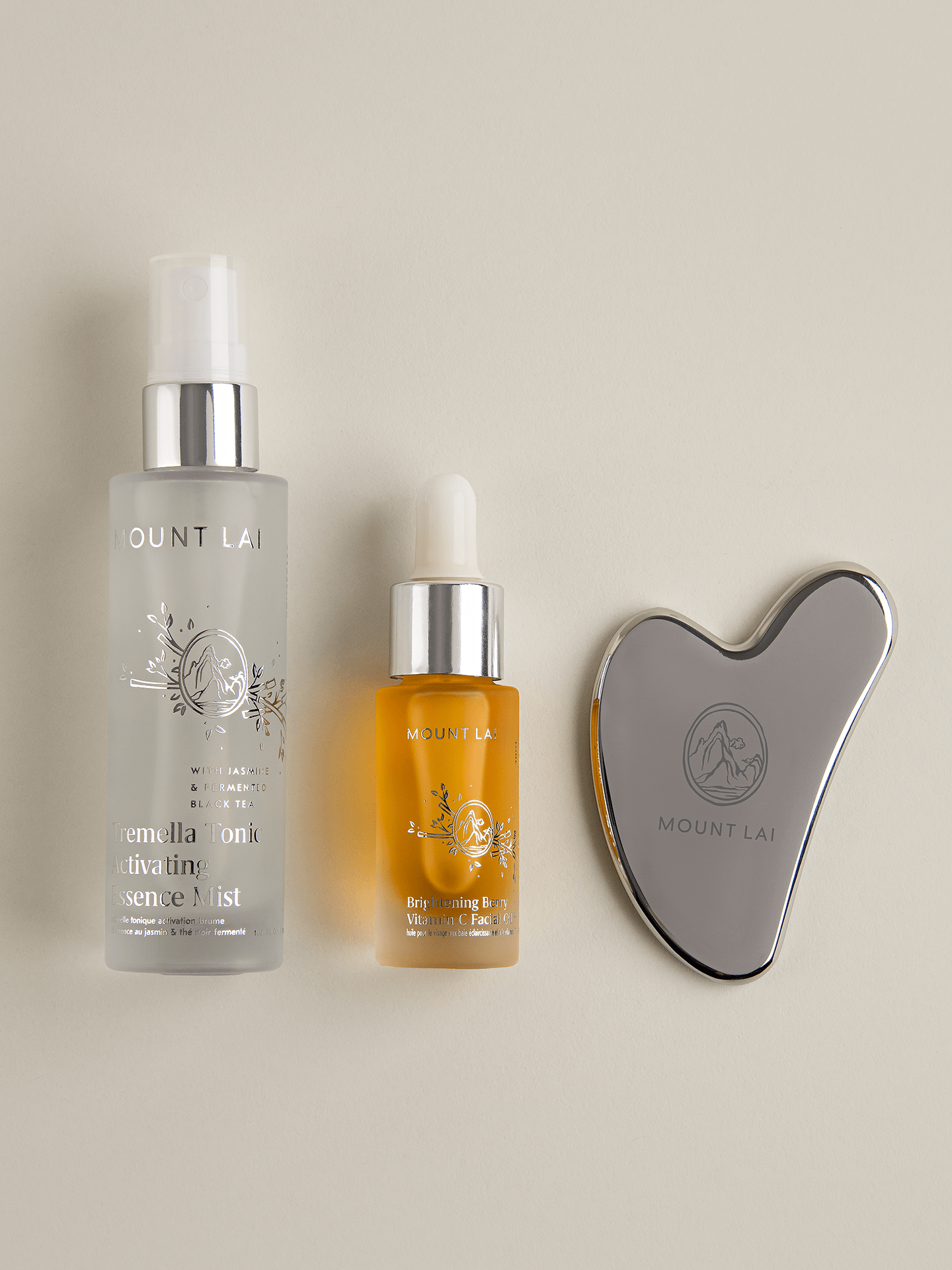 Brightening Essentials Gua Sha Gift Set Featuring award winning gua sha lifting tool and nutrient dense skincare 