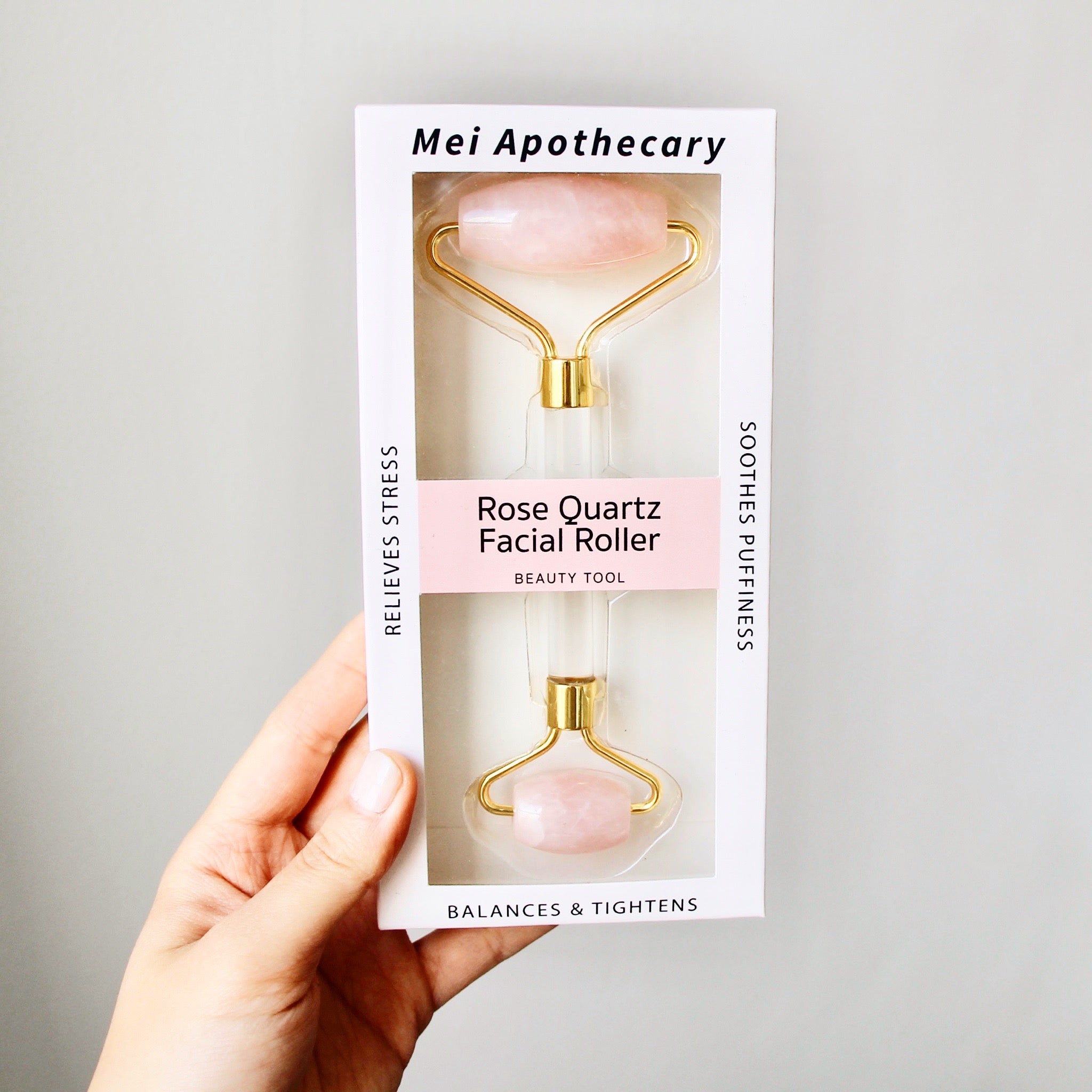 Mei Apothecary Rose Quartz Facial Roller Beauty Tool