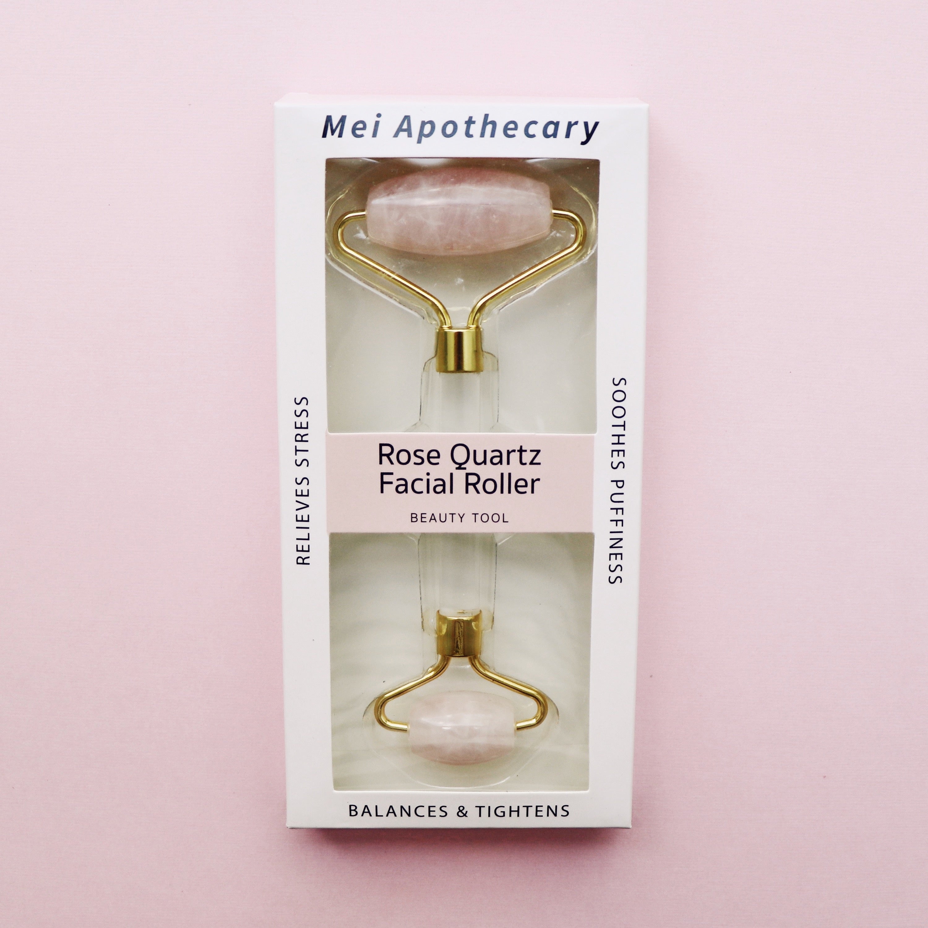 Mei Apothecary Rose Quartz Facial Roller Beauty Tool