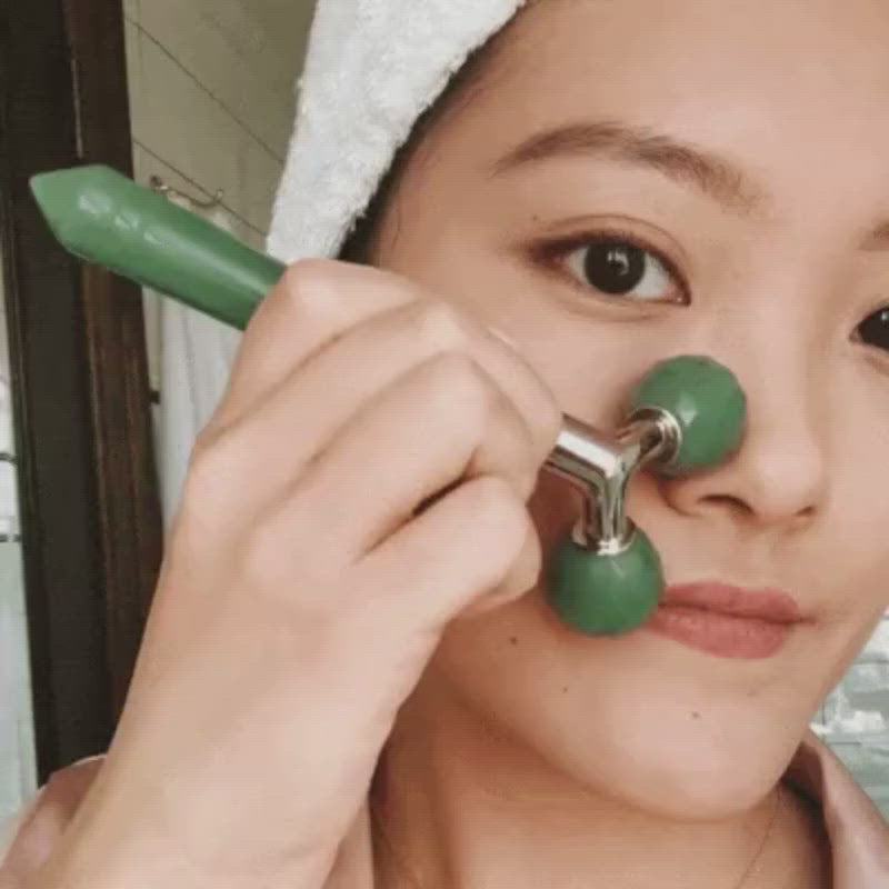 Load video: The Jade Tension Melting Massager for Face &amp; Neck