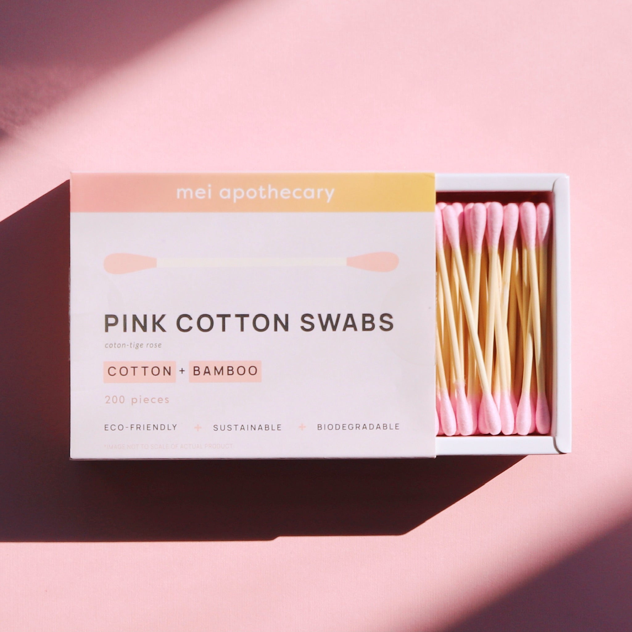 Mei Apothecary Biodegradable Pink Cotton Swabs